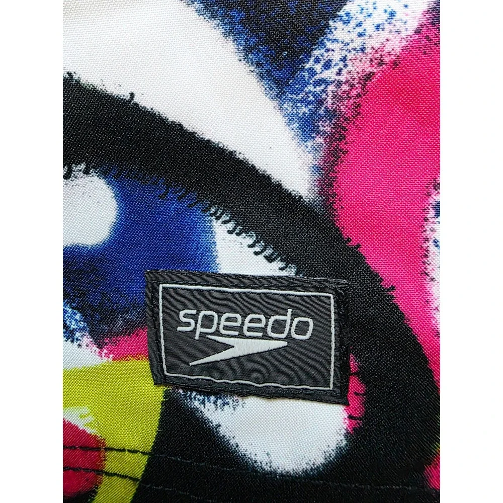 Speedo Mens‎ XL Volley Swim Trunks Purple Abstract Graffiti 4-Way Stretch NWT